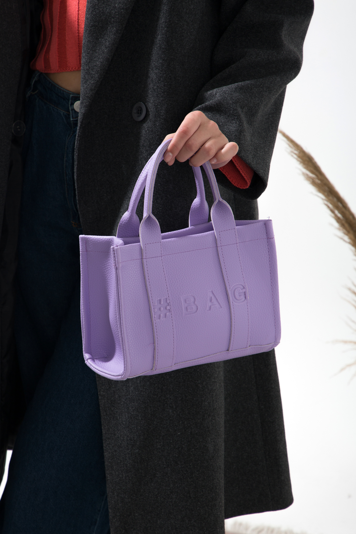 Baghashtag Lila Deri Mini Tote Çanta - Görsel 25