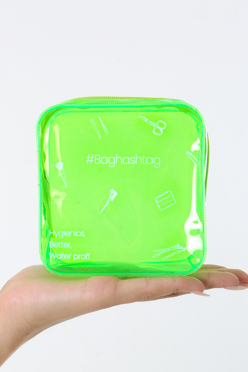 Baghashtag Yeşil Şeffaf Mini Makyaj Çantası - Görsel 2