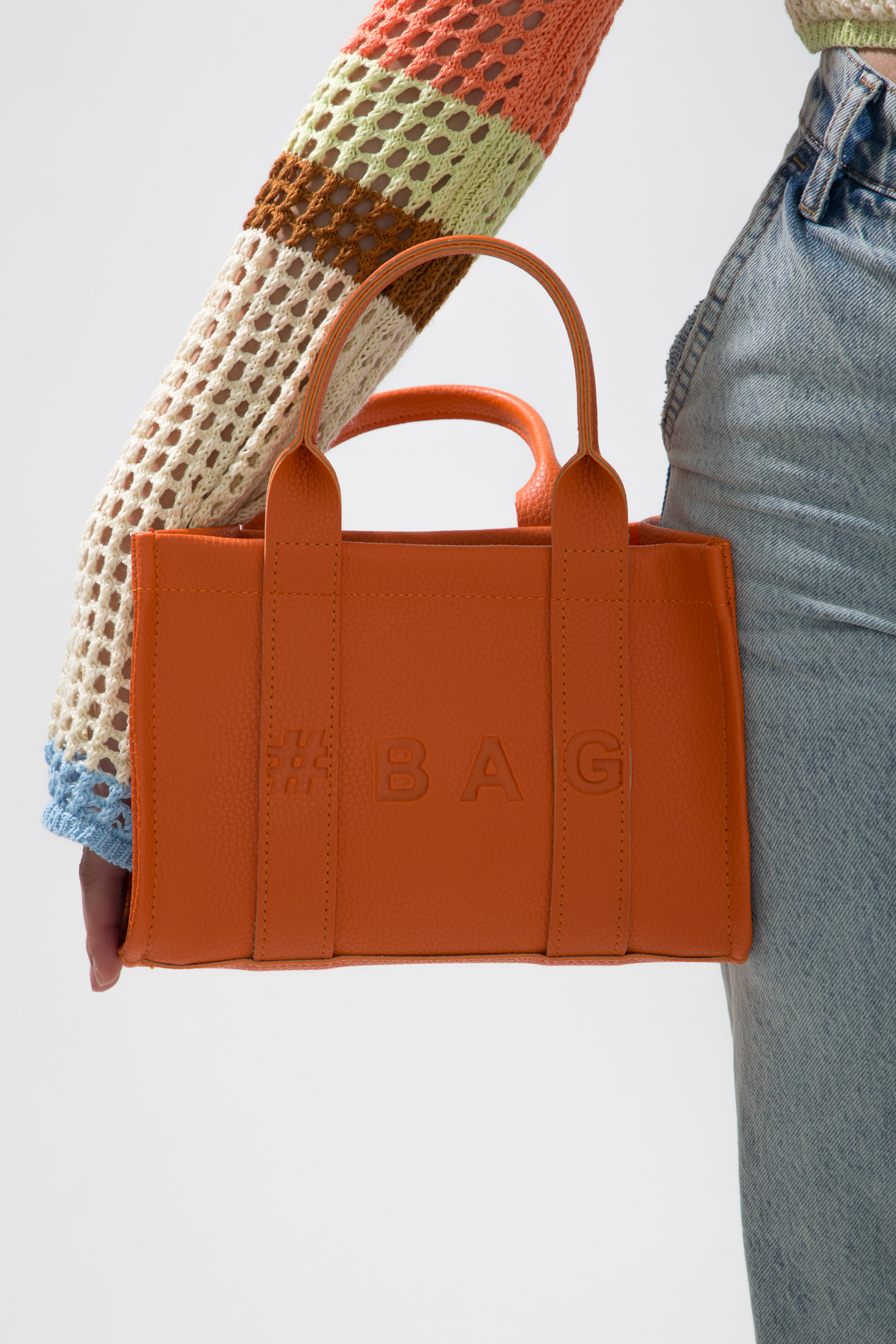 Baghashtag Turuncu Deri Mini Tote Çanta - Görsel 26