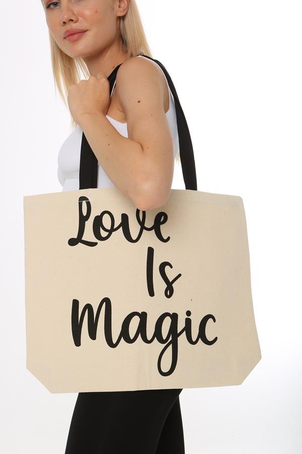 Baghashtag Love İs Magic Baskılı Kanvas Bez Çanta - Görsel 14