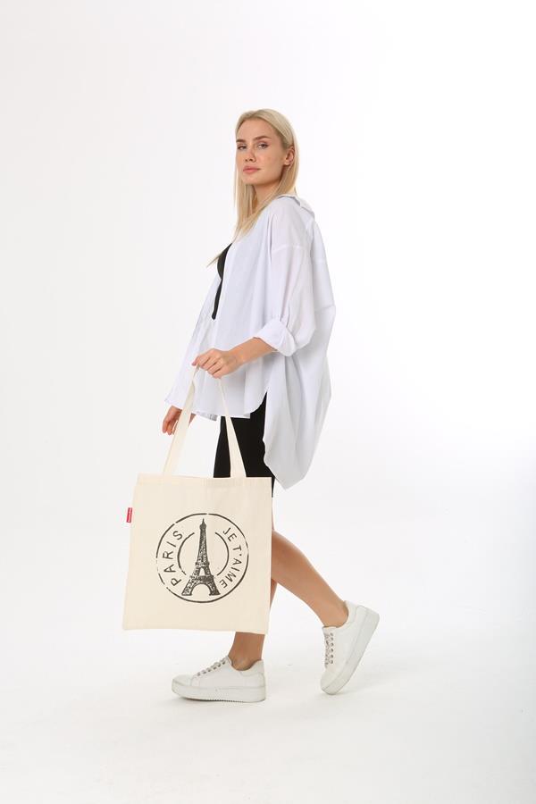 Baghashtag Paris Baskılı Bez Çanta - Görsel 2