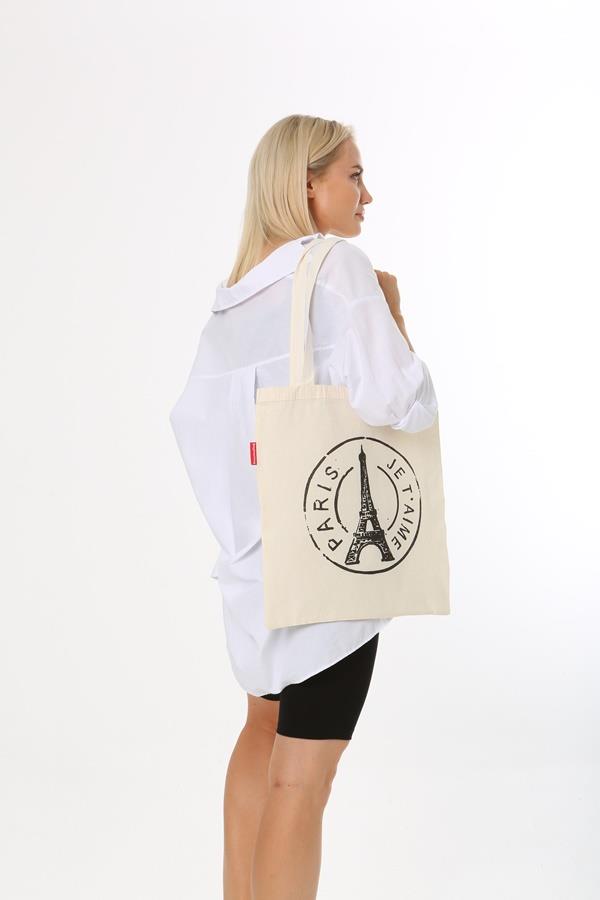 Baghashtag Paris Baskılı Bez Çanta - Görsel 6