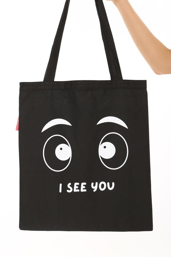 Baghashtag Siyah Bez Çanta I See You Baskılı - Görsel 14