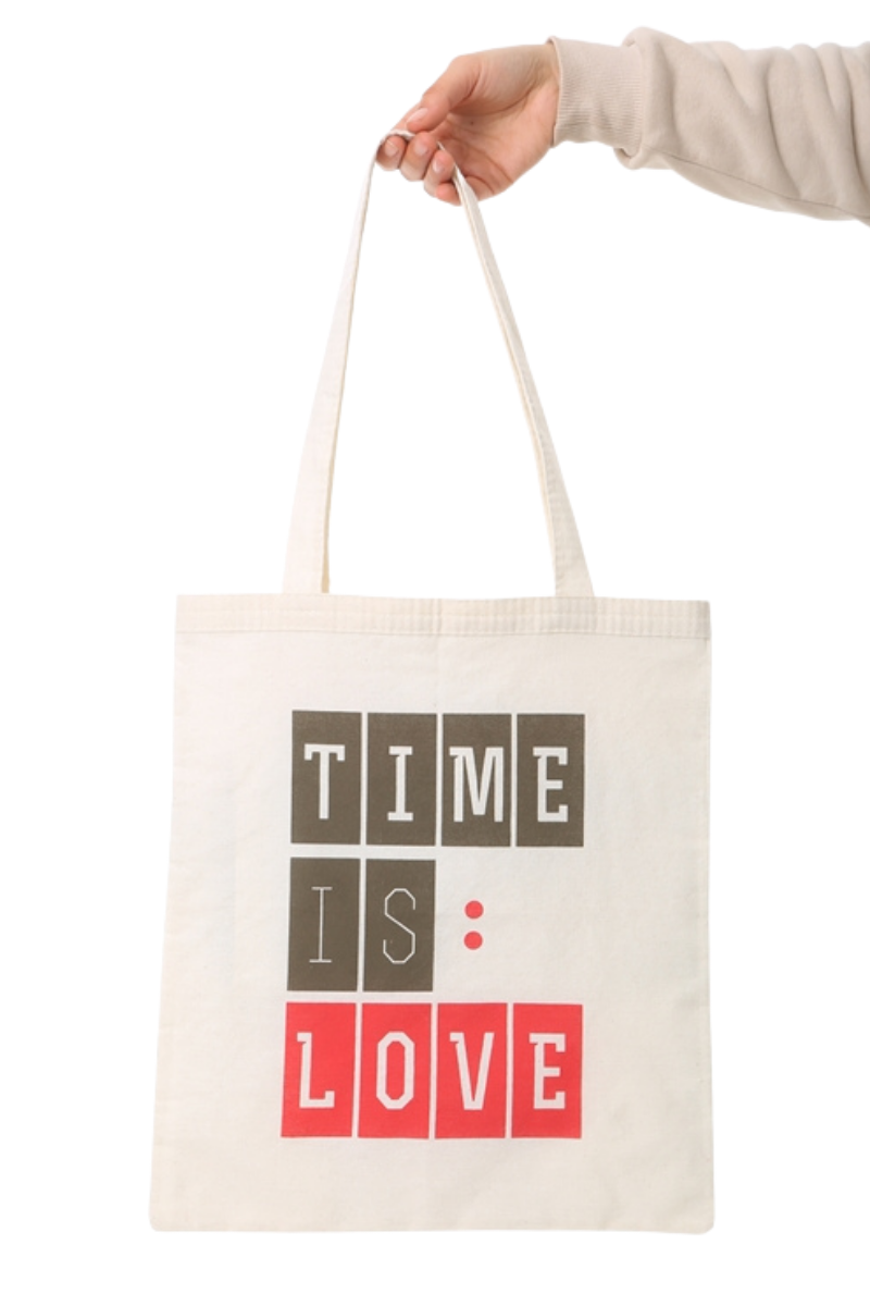 Baghashtag Time is Love Baskılı Bez Çanta - Görsel 3